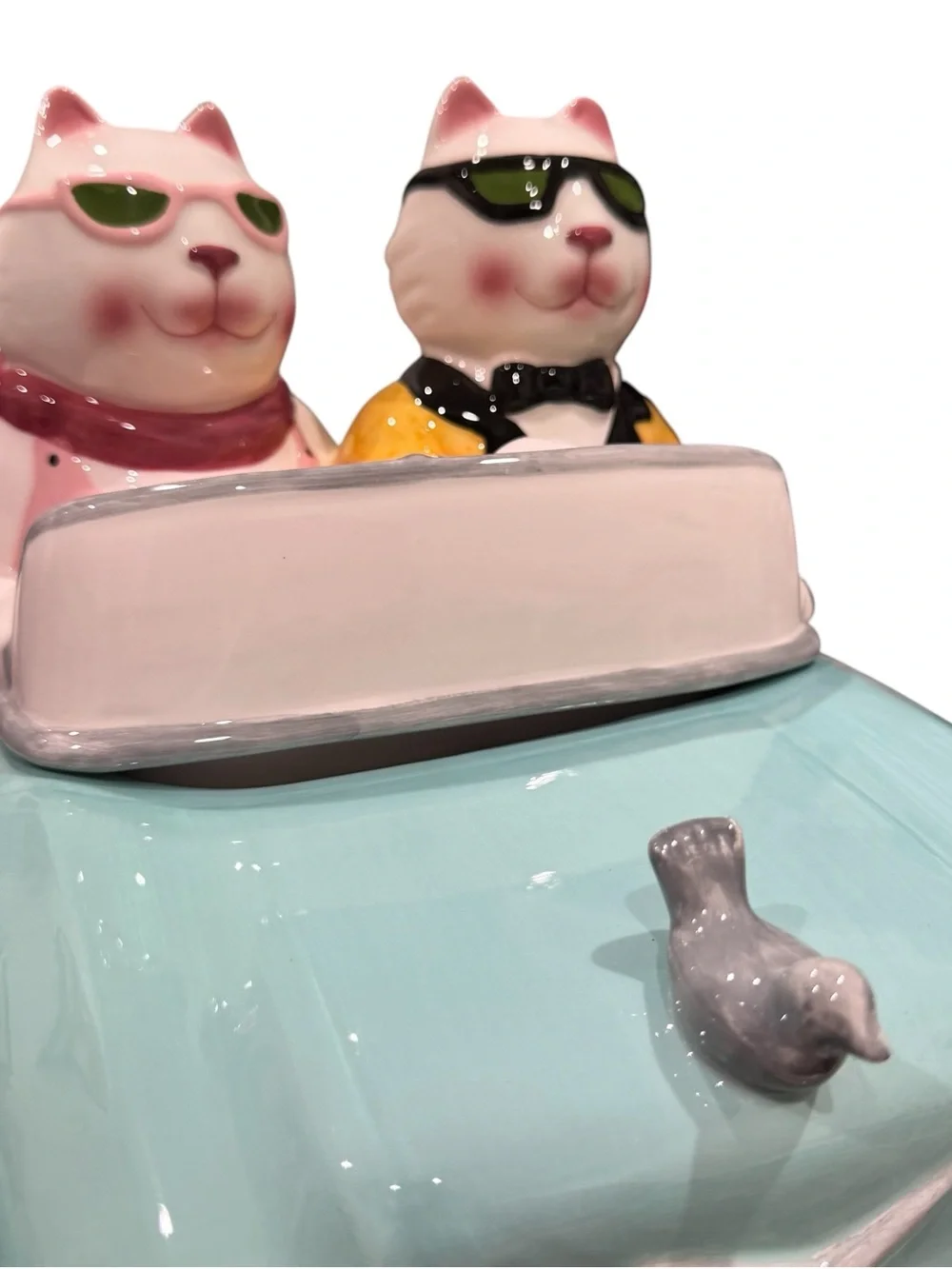VTG 1997 Clay Art Collectible 1957 Chevy Cruisin’ Cats Ceramic Cookie Jar In Box